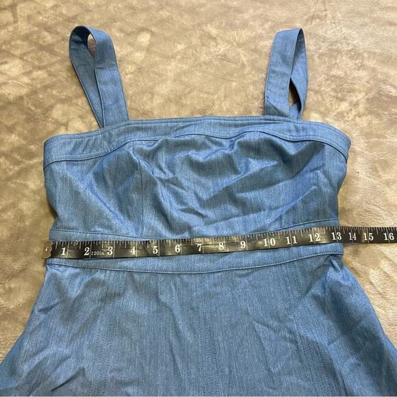 NWOT Lulus Darling Time Blue Chambray Handkerchief Midi Dress With Pocke… - Picture 9 of 9